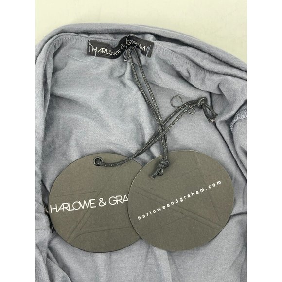 NWT Harlowe and Graham Women's Short Sleeve Gray Top Blouse Cowl Neck Size S - Picture 8 of 9